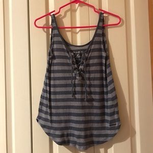 Abercrombie blue and white tie up tank top